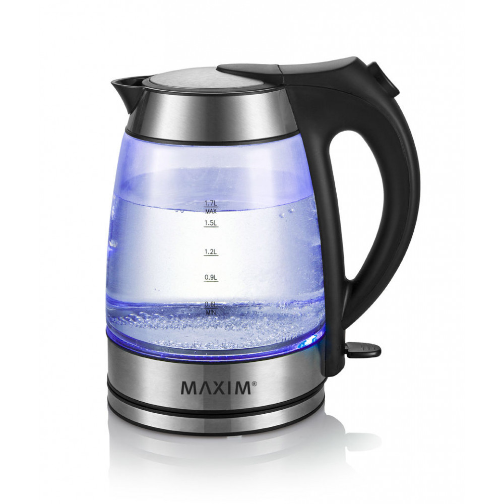 MAXIM 1.7L Glass Cordless Kettle