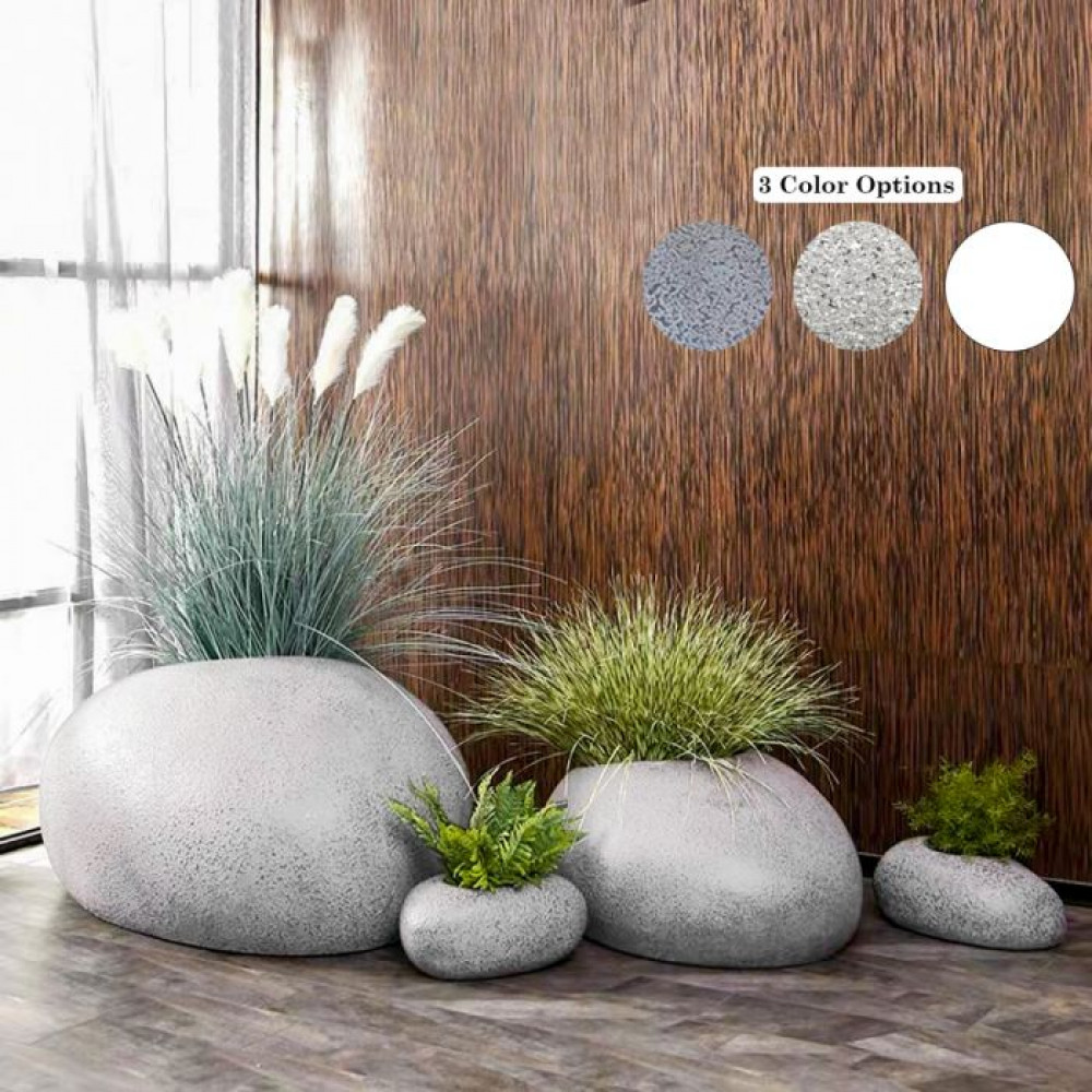 ROCK SHAPE FIBREGLASS HOME GARDEN POT FOR INDOOR & OUTDOOR USE - WHOLE SET