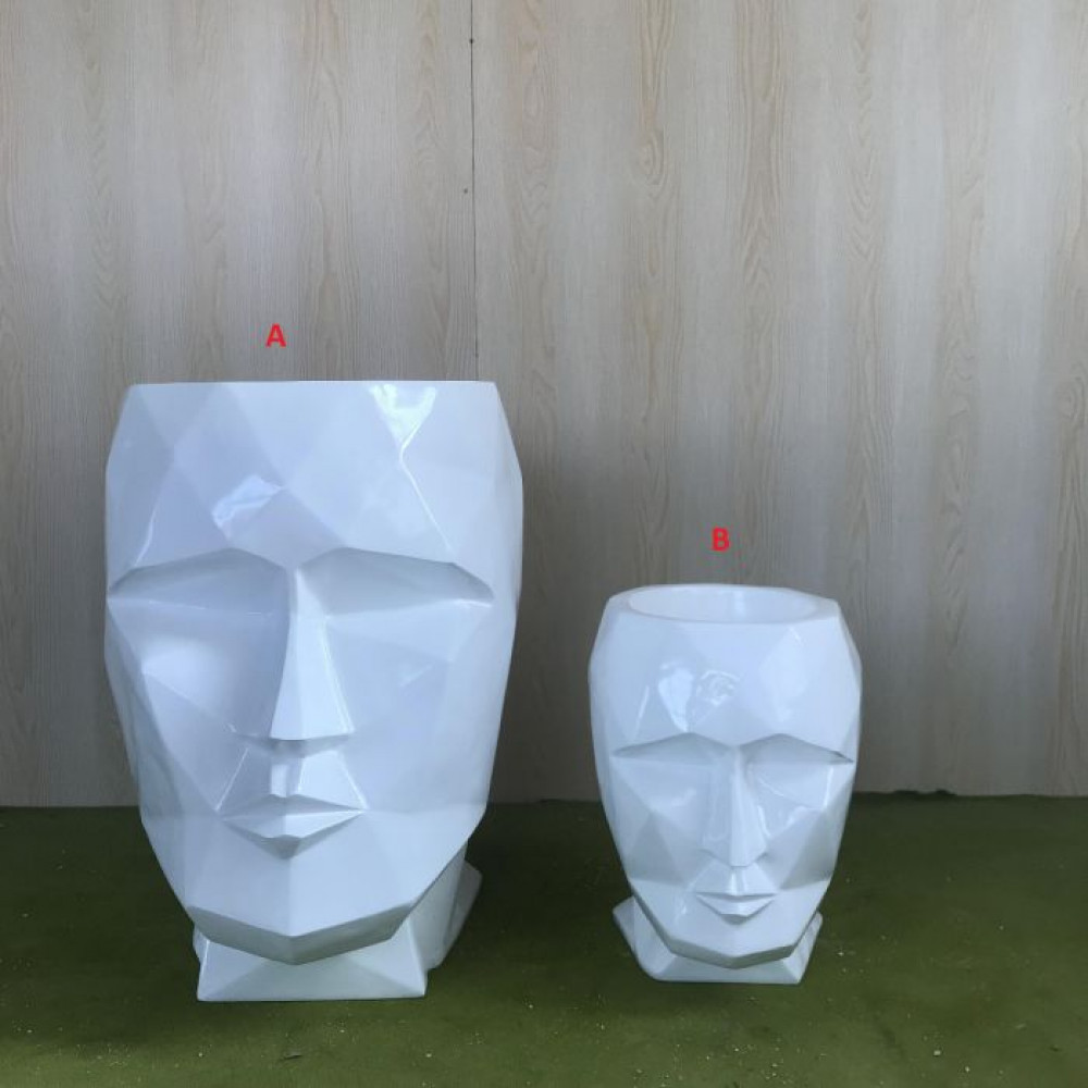 INDOOR OUTDOOR "HEAD" PLANTER FIBREGLASS HOME GARDEN OFFICE PLANT POT