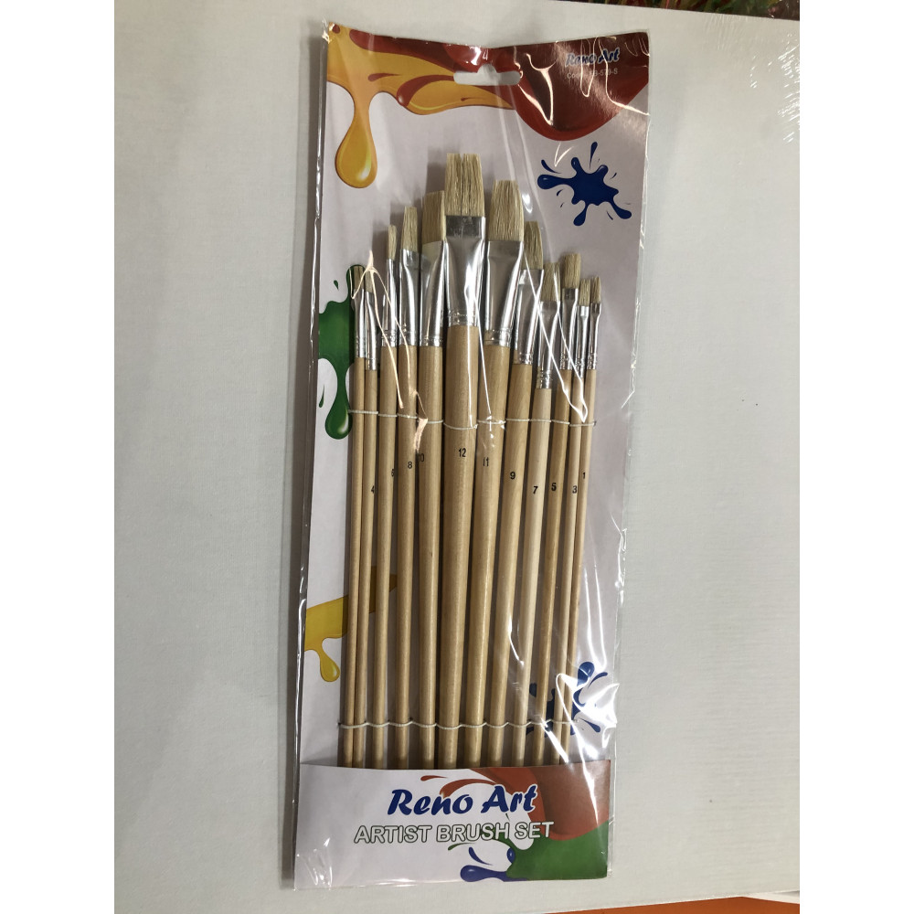 FLAT BRISTLE BRUSH SET 12PK