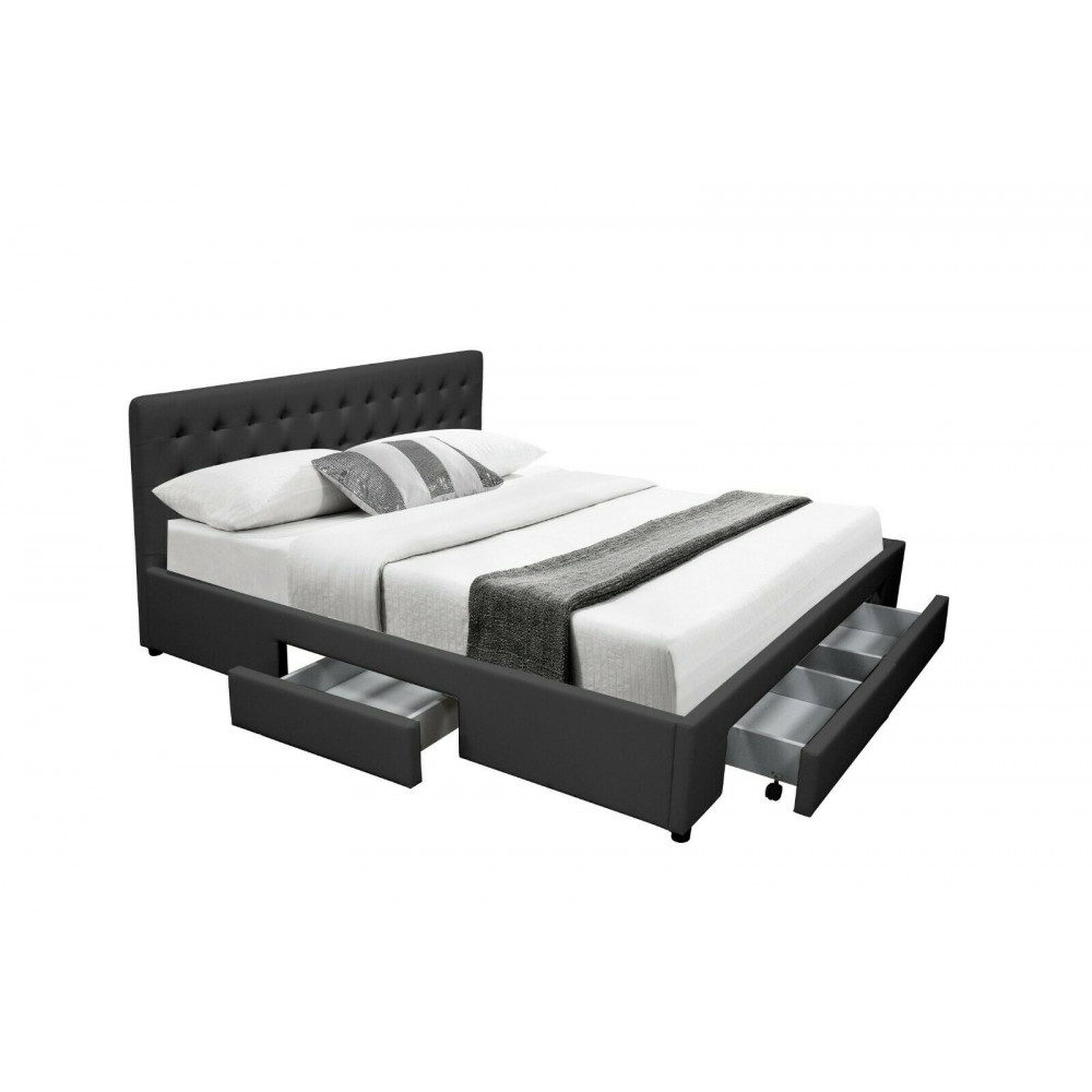 JULIA PU LEATHER BED WITH 4 DRAWS