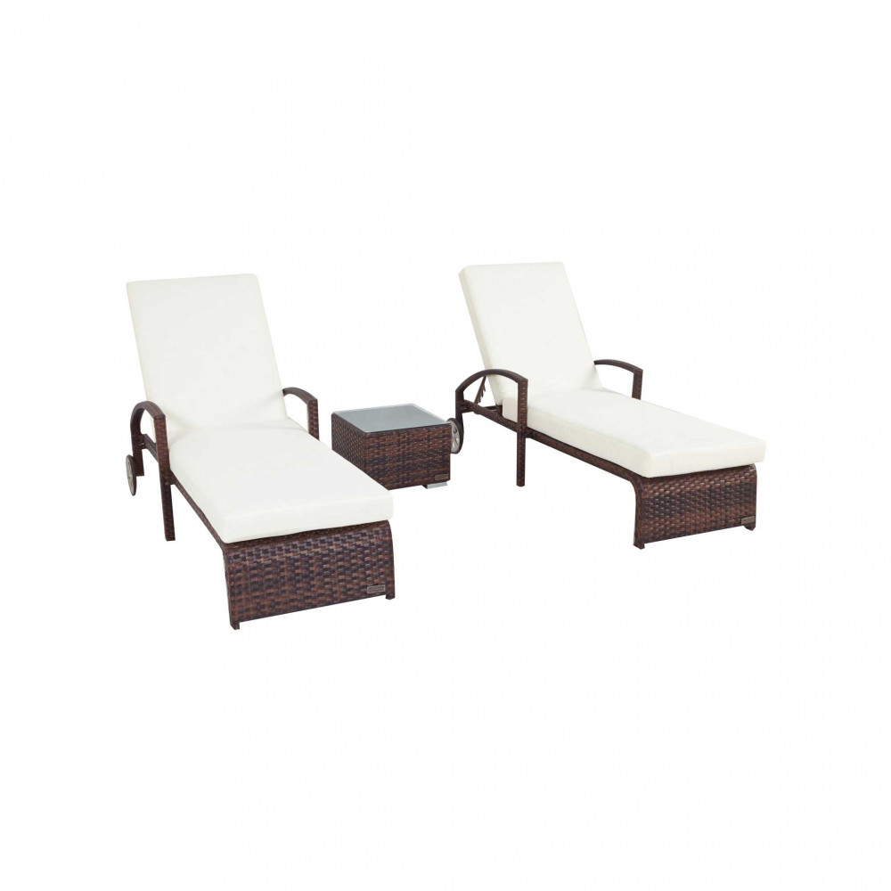 Outdoor Pool Side 3 Piece Sun Lounger 