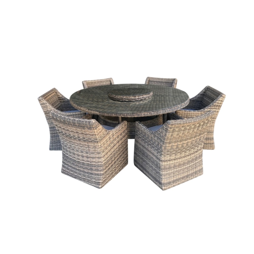 ANGELEA 8PC ROUND OUTDOOR DINING SETTING