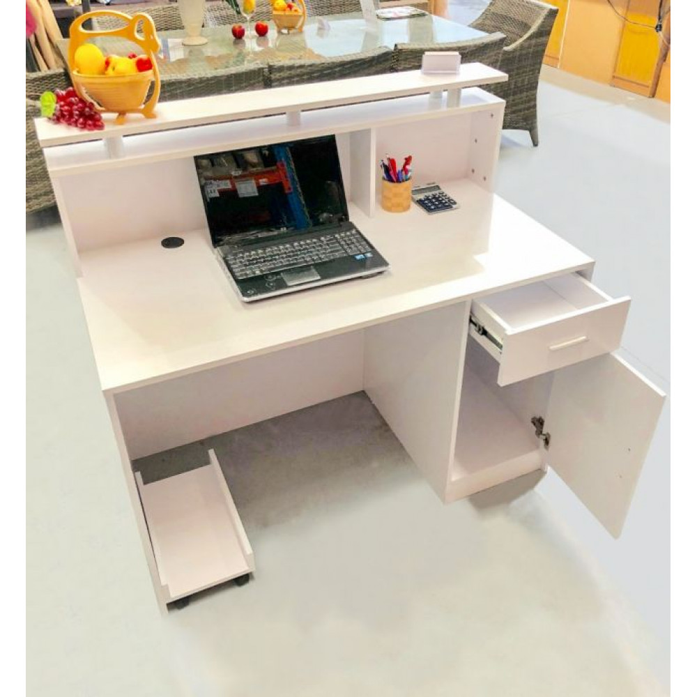 SMALL WHITE RECEPTION DESK COUNTER 1.2M