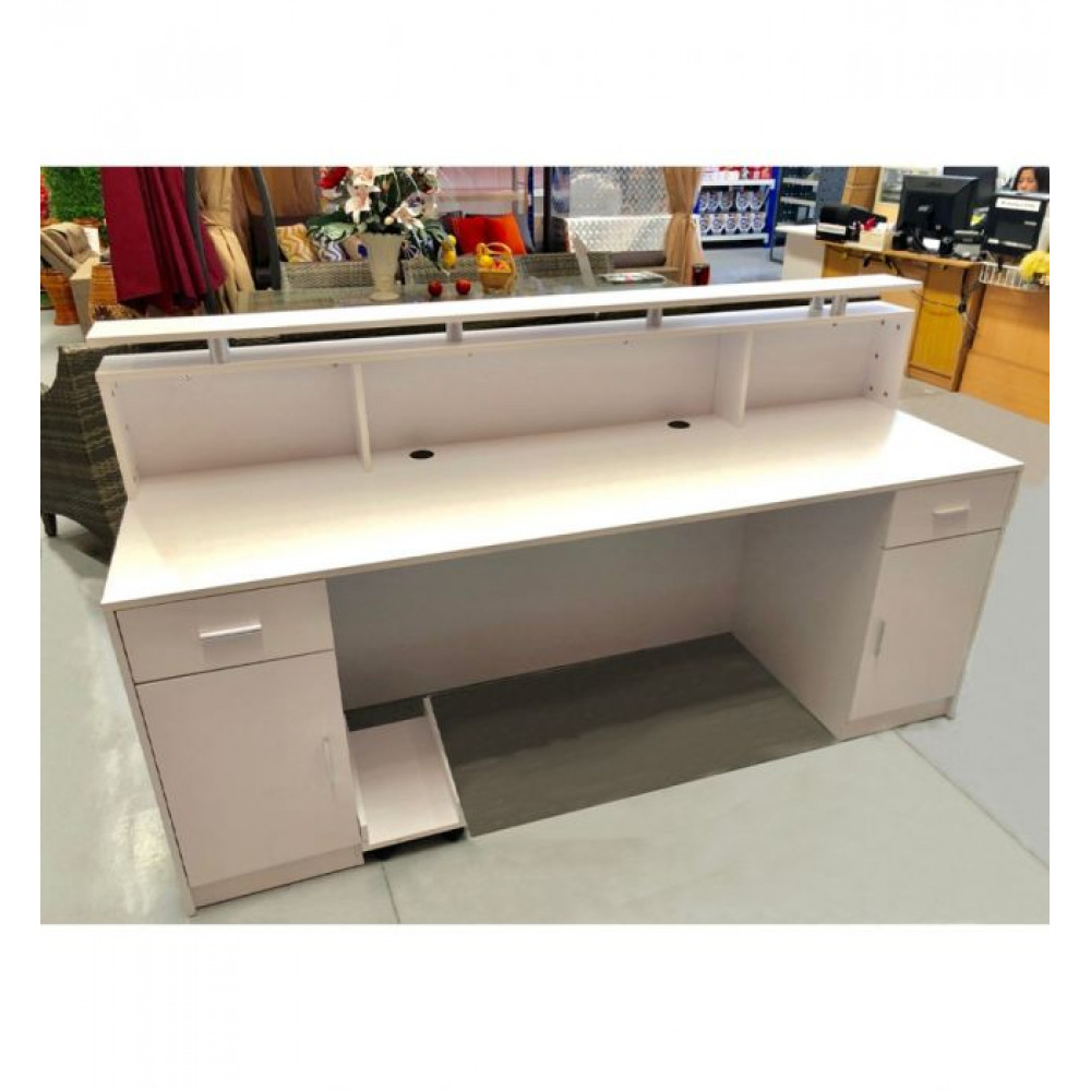 WHITE RECEPTION DESK COUNTER 2M