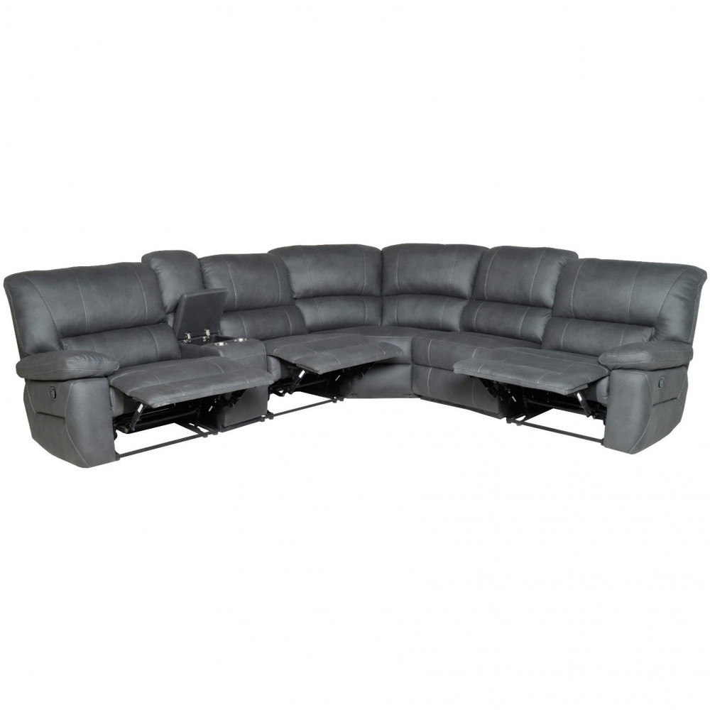 JERSEY CORNER SET WITH 3 RECLINERS IN LUXE RHINO